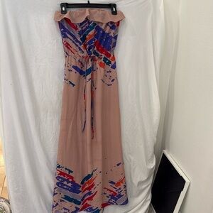 Dolce Vita strapless ruffle pink tie waist maxi dress size small